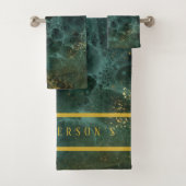 Eleganter smaragdgrüner und goldener Glitzer nach Badhandtuch Set (Insitu)