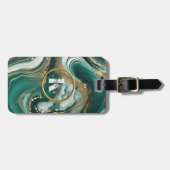 Eleganter Smaragdmarmor mit Gold Initial und Name Gepäckanhänger (Vorderseite horizontal)