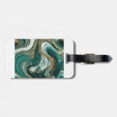 Eleganter Smaragdmarmor mit Gold Initial und Name Gepäckanhänger (Rückseite horizontal)