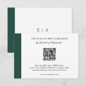 Eleganter Smarald Green Modern QR Code Hochzeit RSVP Karte (Vorne/Hinten)