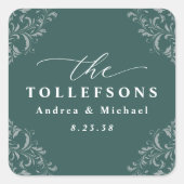 Eleganter Smarald Green Wedding Classic Square Quadratischer Aufkleber (Vorderseite)