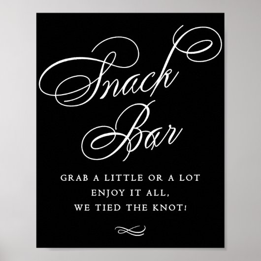 Eleganter Snack Bar Black Calligraphy | Chic Table Poster (Vorne)
