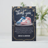 Eleganter Sneaker-Ball: Eine Genderoffenbarung Dankeskarte (Stehend Vorderseite)