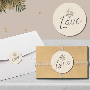 Eleganter Snowflake Holiday Liebe Round Sticker