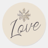 Eleganter Snowflake Holiday Liebe Round Sticker (Vorderseite)