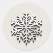 Eleganter Snowflake Holiday Round Sticker (Vorderseite)