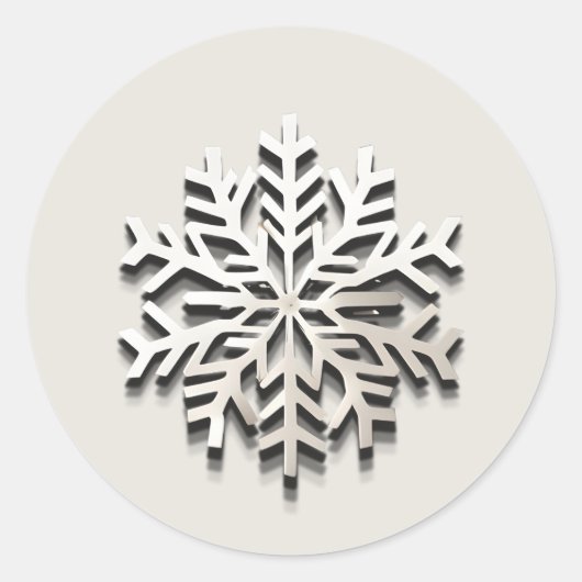 Eleganter Snowflake Holiday Round Sticker (Vorderseite)