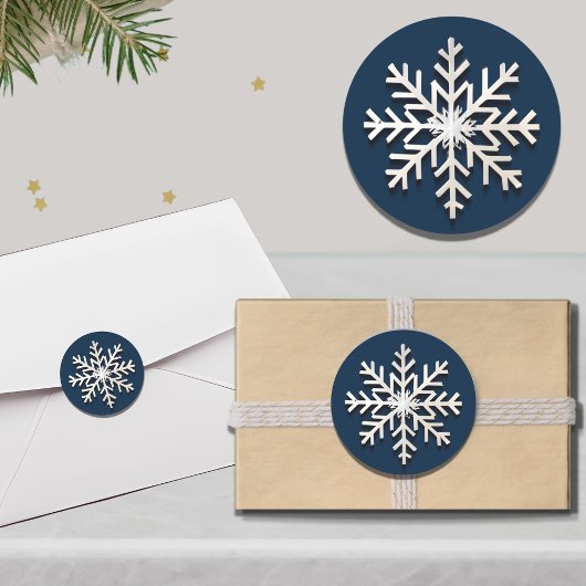 Eleganter Snowflake Holiday Round Sticker