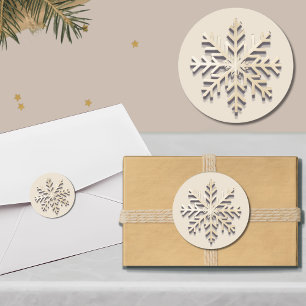 Eleganter Snowflake Holiday Round Sticker