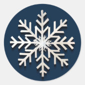 Eleganter Snowflake Holiday Round Sticker (Vorderseite)