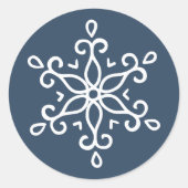 Eleganter Snowflake Navy Holiday Runder Aufkleber (Vorderseite)