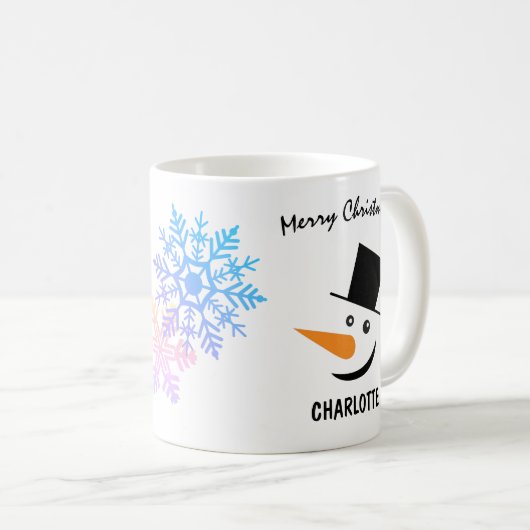 Eleganter Snowman in Topper Hat. Frohe Weihnachten Kaffeetasse (VorderseiteRechts)