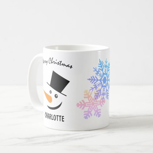 Eleganter Snowman in Topper Hat. Frohe Weihnachten Kaffeetasse (Vorderseite Links)