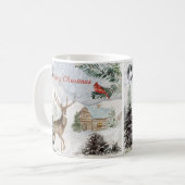Eleganter Snowy Winter Wonderland Roter Kardinal Kaffeetasse (Vorderseite Links)