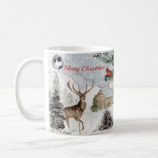 Eleganter Snowy Winter Wonderland Roter Kardinal Kaffeetasse (Links)