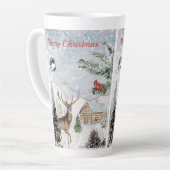 Eleganter Snowy Winter Wonderland Roter Kardinal Milchtasse (Linke Ecke)