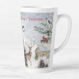 Eleganter Snowy Winter Wonderland Roter Kardinal Milchtasse
