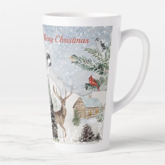 Eleganter Snowy Winter Wonderland Roter Kardinal Milchtasse (Rechts)