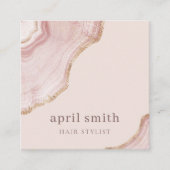 Eleganter Soft Blush Rose Gold Agate Marble QR Cod Quadratische Visitenkarte (Vorderseite)