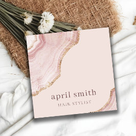 Eleganter Soft Blush Rose Gold Agate Marble QR Cod Quadratische Visitenkarte