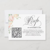 Eleganter Soft Blush Rosen QR Code Hochzeits RSVP Karte (Vorderseite)