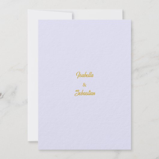 Eleganter Soft Lavendel & Gold-Marmor Save the Dat Einladung (Rückseite)