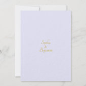 Eleganter Soft Lavender & Metal Gold Save the Date Einladung (Rückseite)