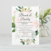 Eleganter Soft Peach Bloom Brunch und Bubbly Einladung (Stehend Vorderseite)