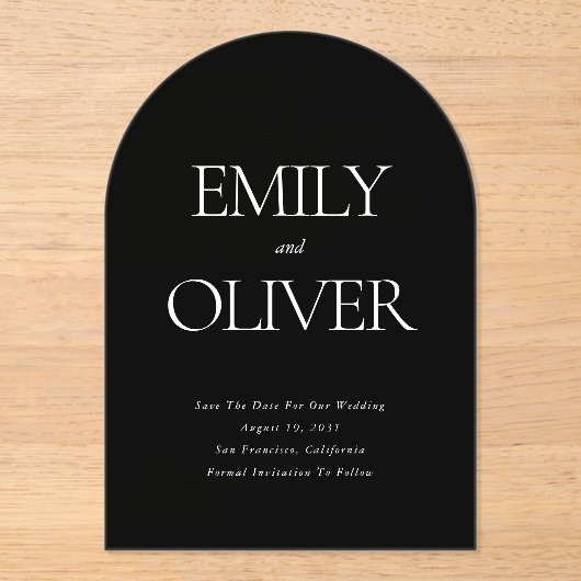 Eleganter, solider Schwarzer Bogen Acryleinladungen (Vorderseite)