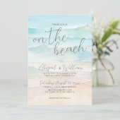 Eleganter Sommer am Strand Hochzeit Einladung (Stehend Vorderseite)