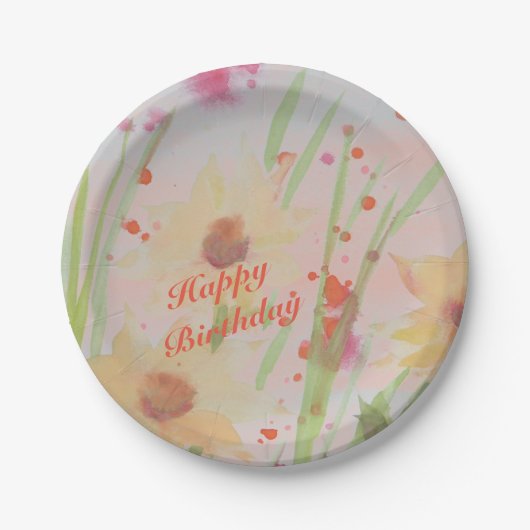 Eleganter Sommer Floral Pappteller (Vorderseite)