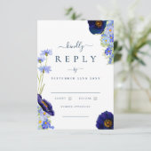 Eleganter Sommer Floral Wedding Reply RSVP Karte (Stehend Vorderseite)