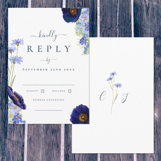 Eleganter Sommer Floral Wedding Reply RSVP Karte