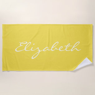 Eleganter Sommer Gelber Schriftzug Name Strandtuch