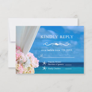 Eleganter Sommer-Hochzeitstag am Floral Ocean Beac RSVP Karte
