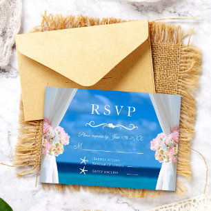 Eleganter Sommer-Hochzeitstag am Floral Ocean Beac RSVP Karte