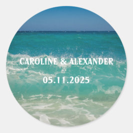 Eleganter Sommer Meer tropischer Strand Hawaii C Runder Aufkleber