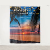 Eleganter Sommer Sonnenuntergang Palm Beach Hochze Wandteppich (Vorderseite)