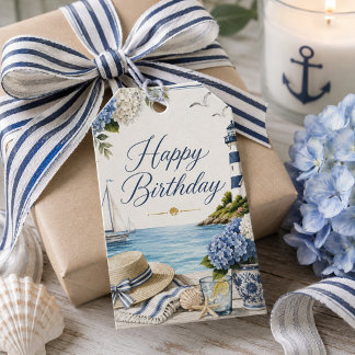 Eleganter Sommer Strand & Hortensien Alles Gute zu Geschenkanhänger