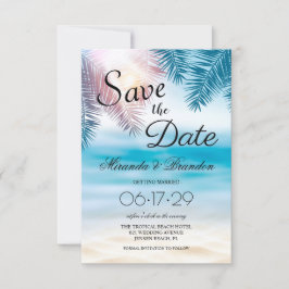 Eleganter Sommer-Strand mit tropischem Meer Save The Date