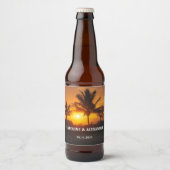 Eleganter Sommer Sunset Tropical Beach Hawaii Bierflaschenetikett (Vorderseite)