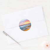 Eleganter Sommer Sunset Tropical Beach Hawaii Runder Aufkleber (Umschlag)