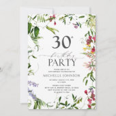 Eleganter Sommer Wildblume Wasserfarbe 30. Geburts Einladung (Vorderseite)