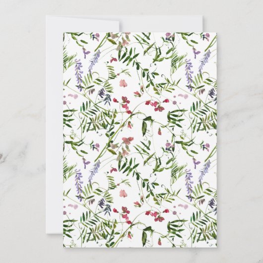 Eleganter Sommer Wildblume Wasserfarbe 40. Geburts Einladung (Rückseite)