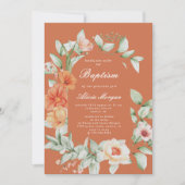 Eleganter Sommergarten Blumen Taufe Einladung (Vorderseite)