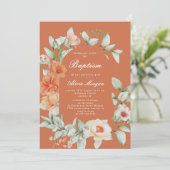 Eleganter Sommergarten Blumen Taufe Einladung (Stehend Vorderseite)