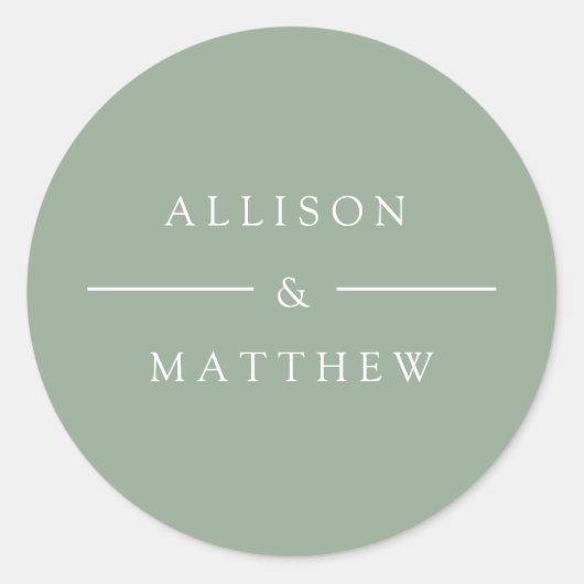 eleganter sommergrüner Hochzeitsaufkleber Runder Aufkleber (Vorderseite)
