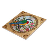 Eleganter Songbird auf einer Zweigstelle der Blüte Fliese (Seite)