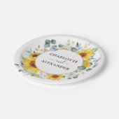Eleganter Sonnenblume-Sommer-Blumengarten-Hochzeit Pappteller (Schrägansicht)