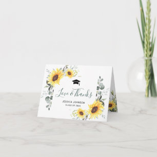 Eleganter Sonnenblumen Eucalyptus Foliage Abschlus Dankeskarte